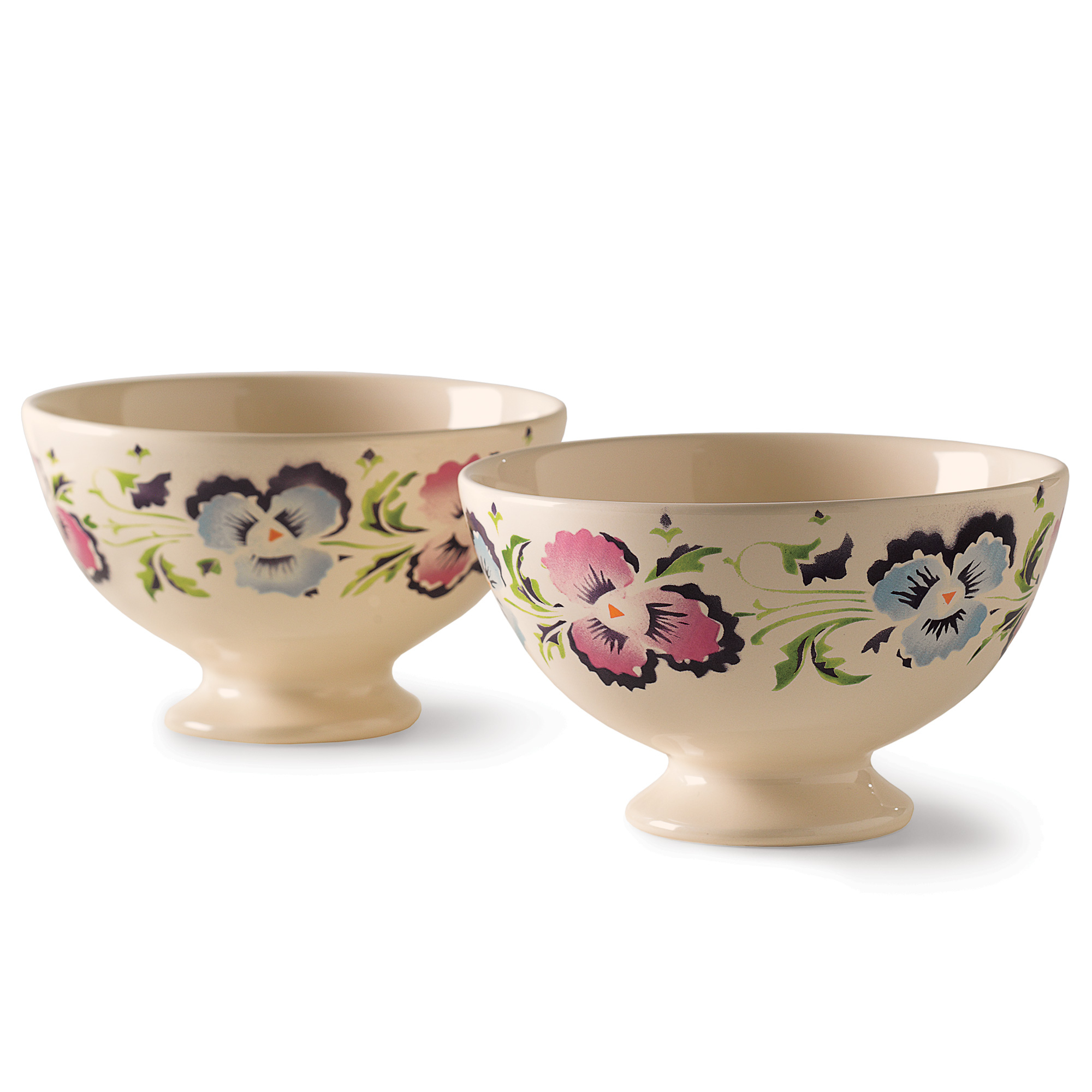 SET OF 2 FRENCH LATTE PANSY BOWLS
