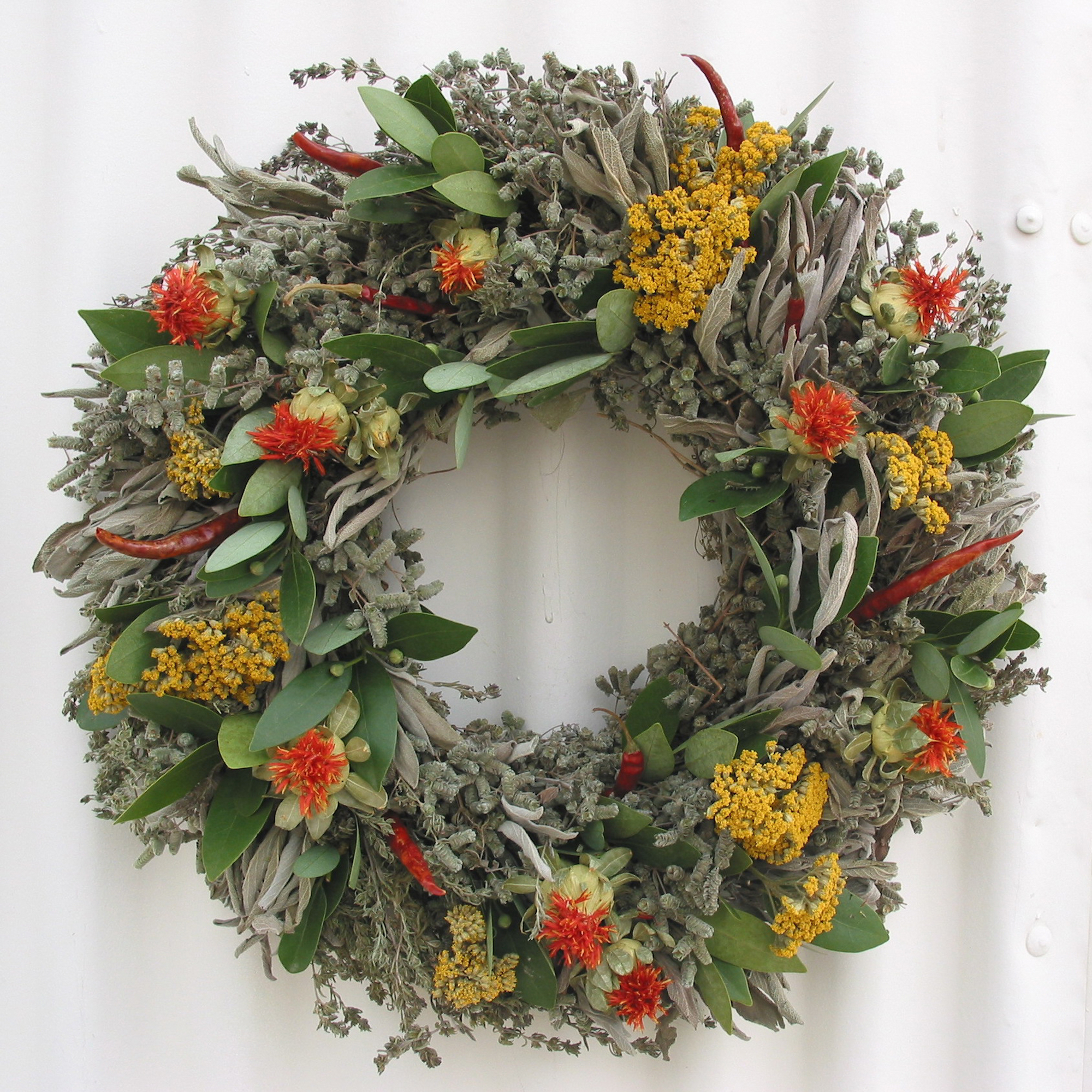 Fresh Safflower Herb Wreath