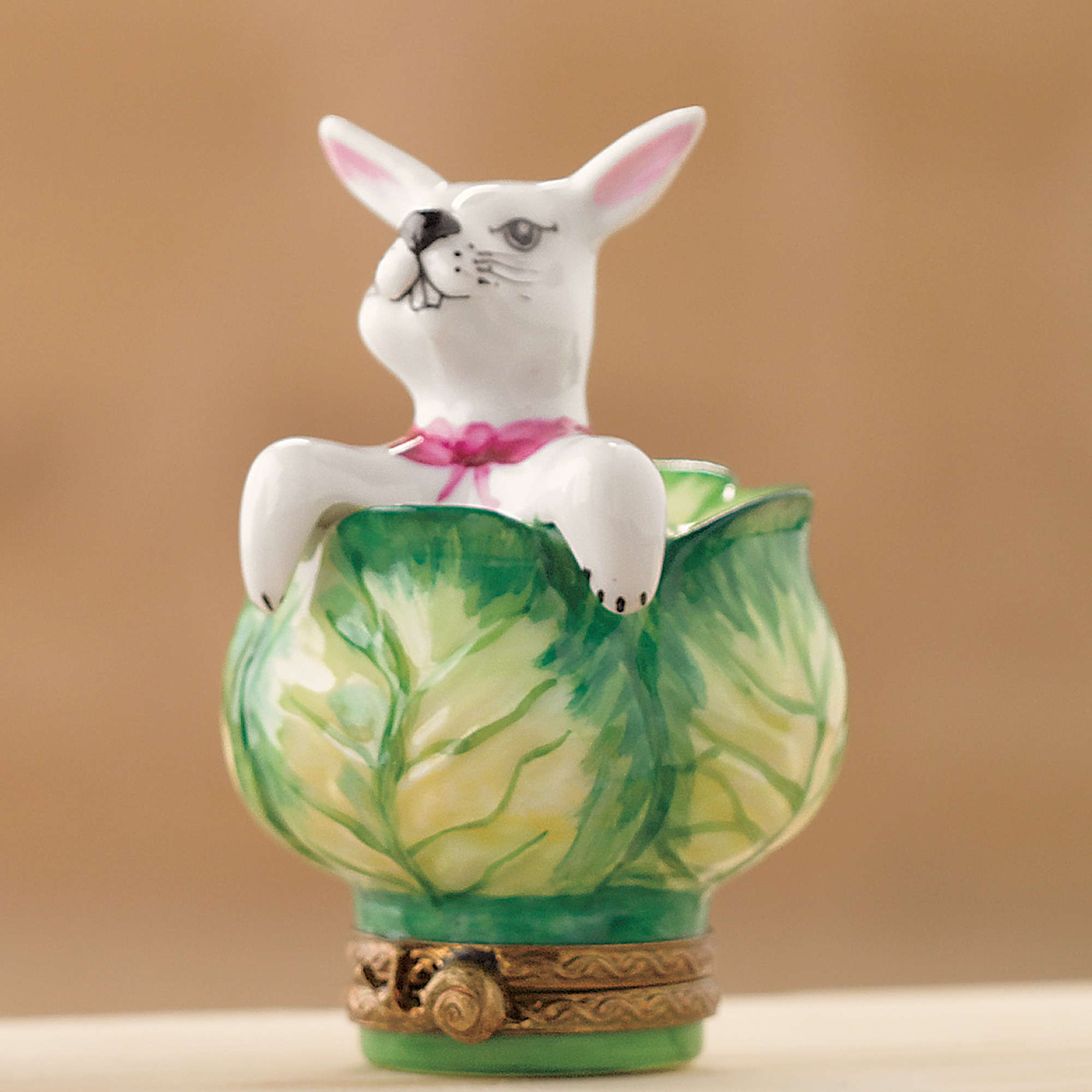 BUNNY IN GREEN CABBAGE LIMOGES