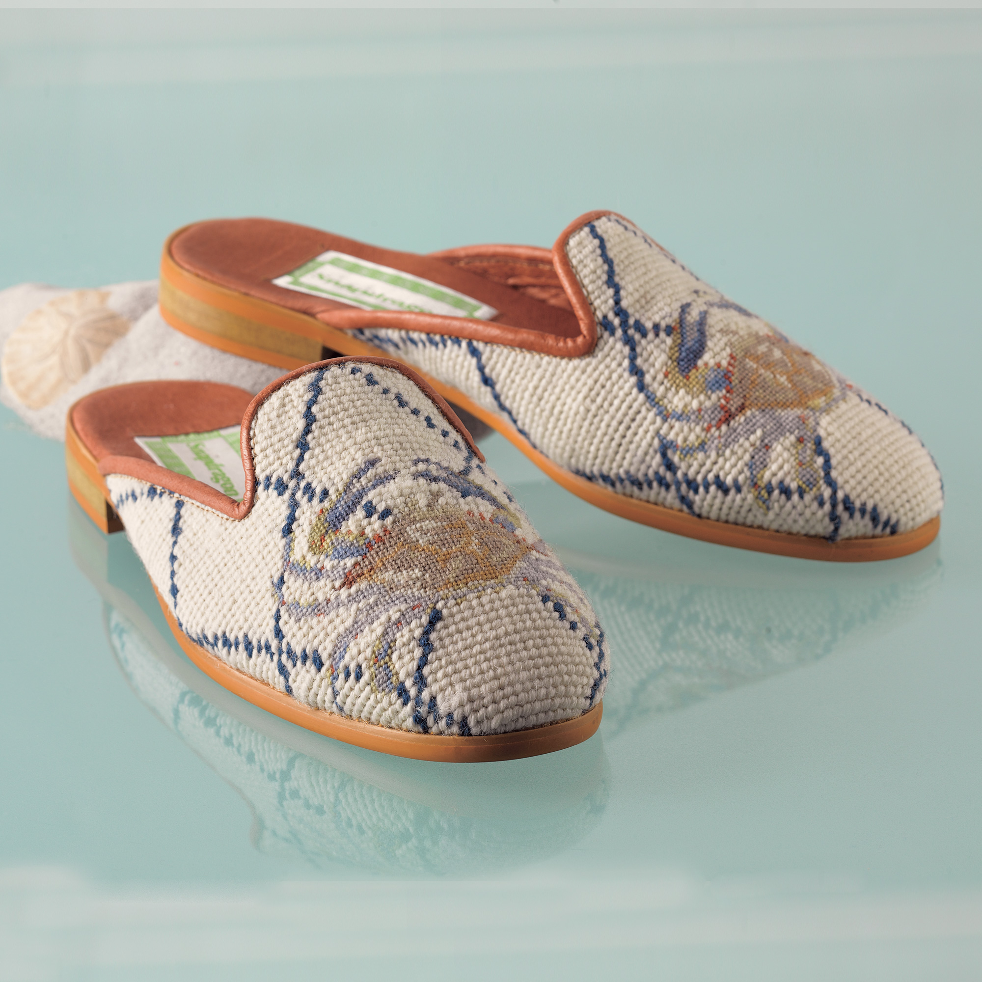 CRAB NEEDLEPOINT MULES