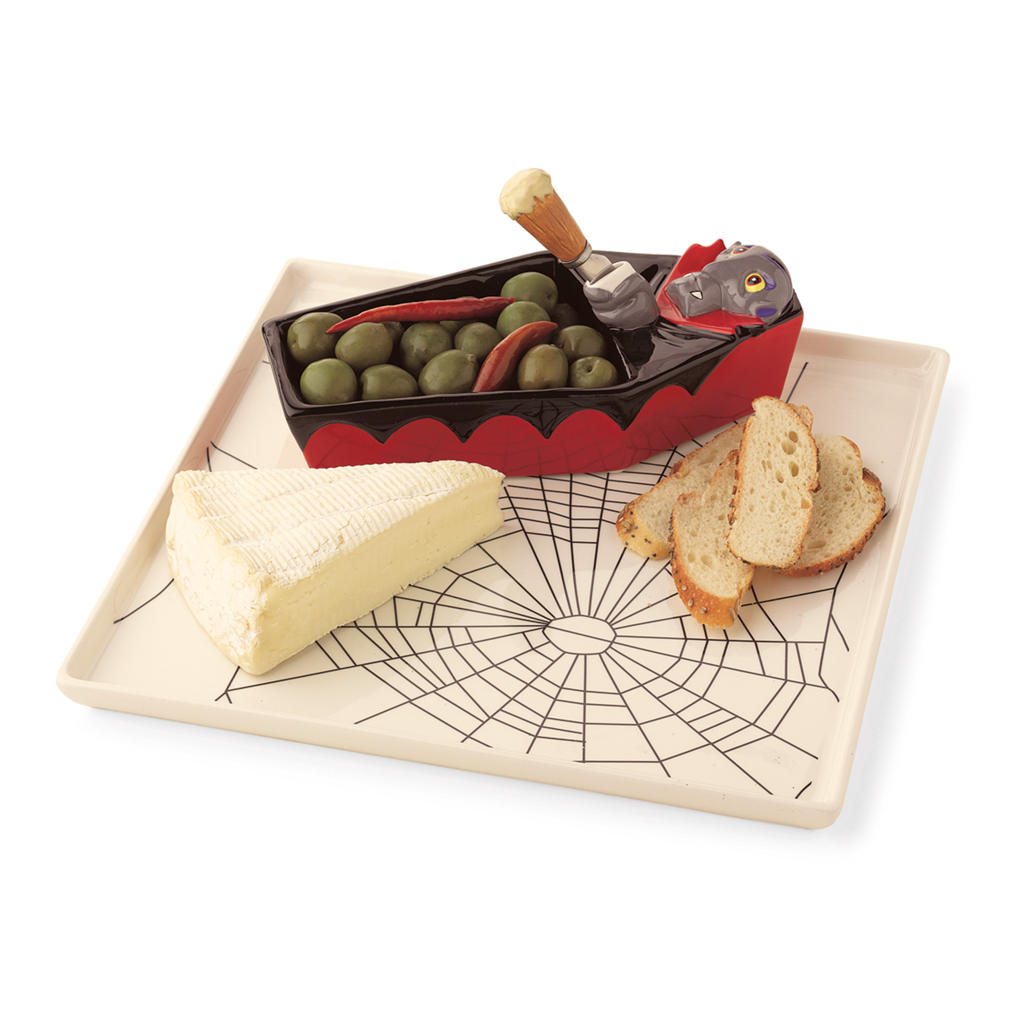 DRACULA SERVING PLATTER WITH BOWL AND SPREADER