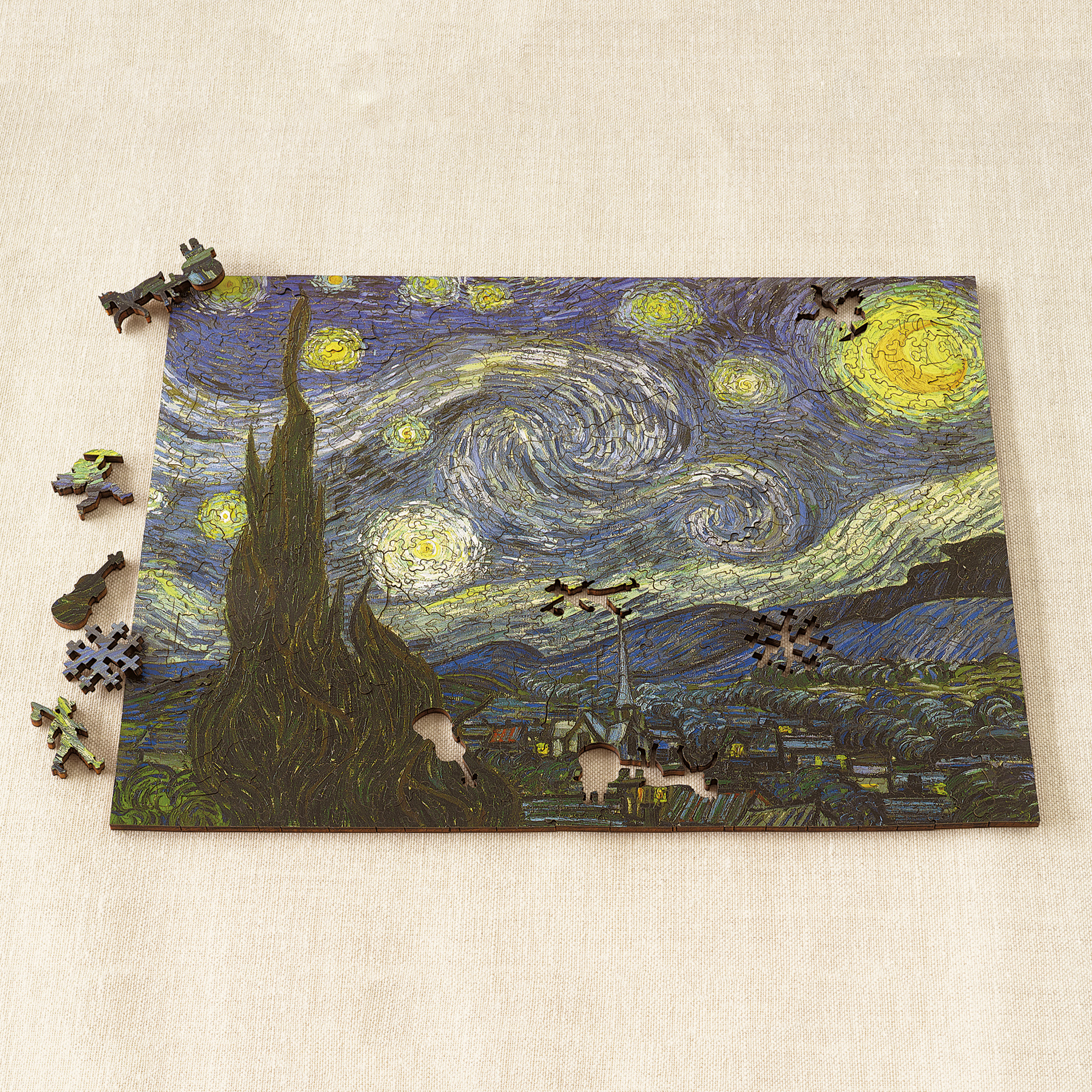 Starry Night Woodcut Puzzle