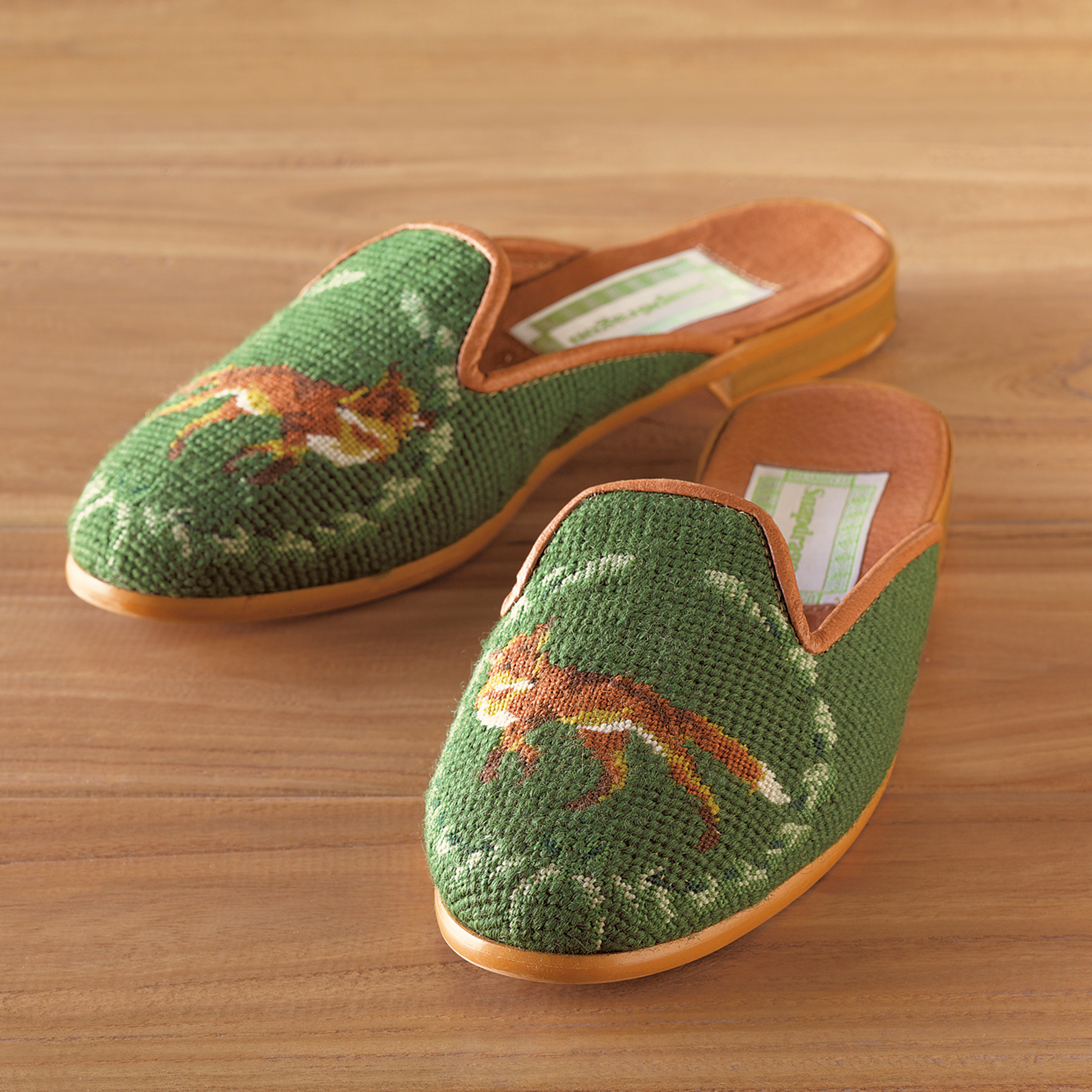 Fox Needlepoint Mules