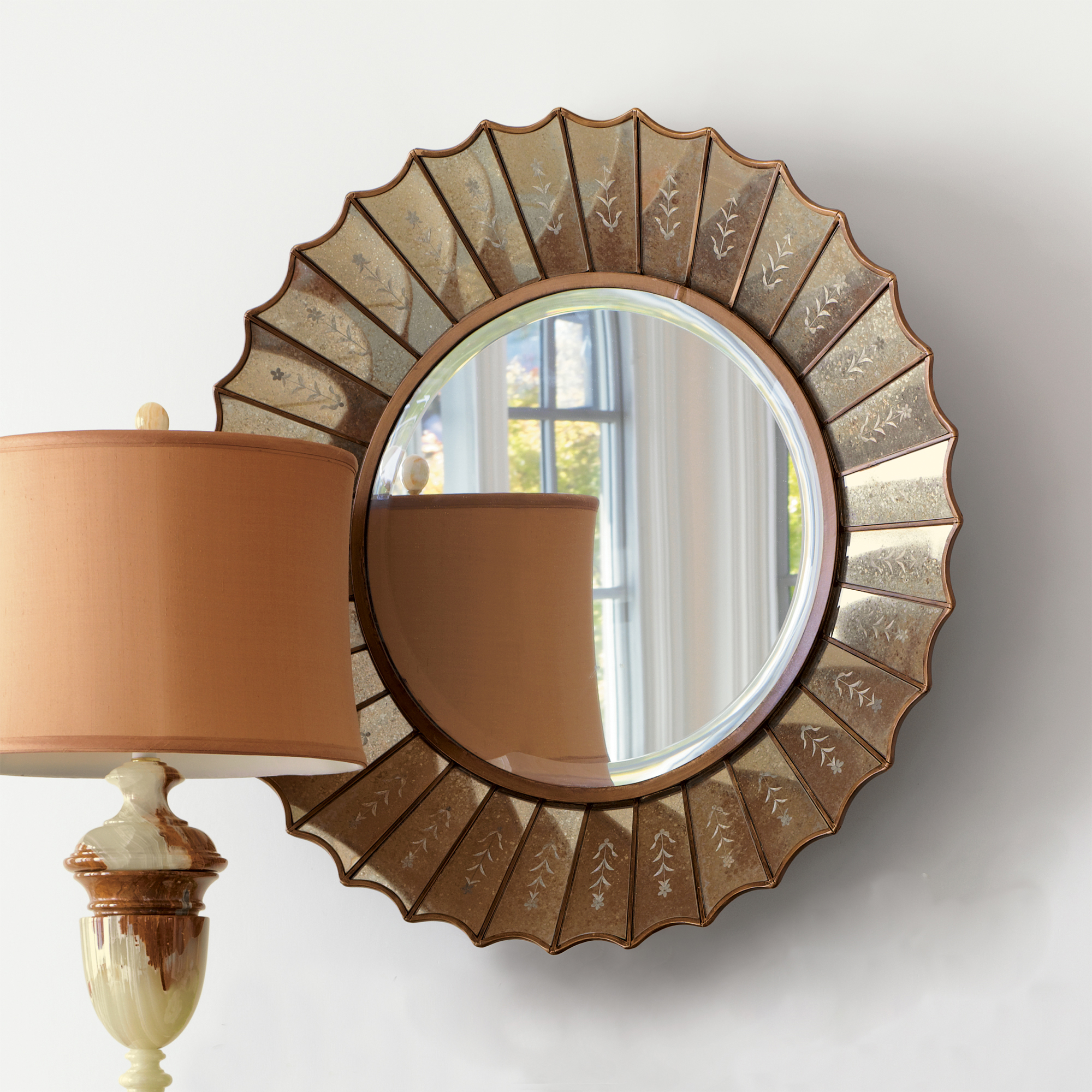 Gump's San Francisco - Antiqued Rosette Mirror
