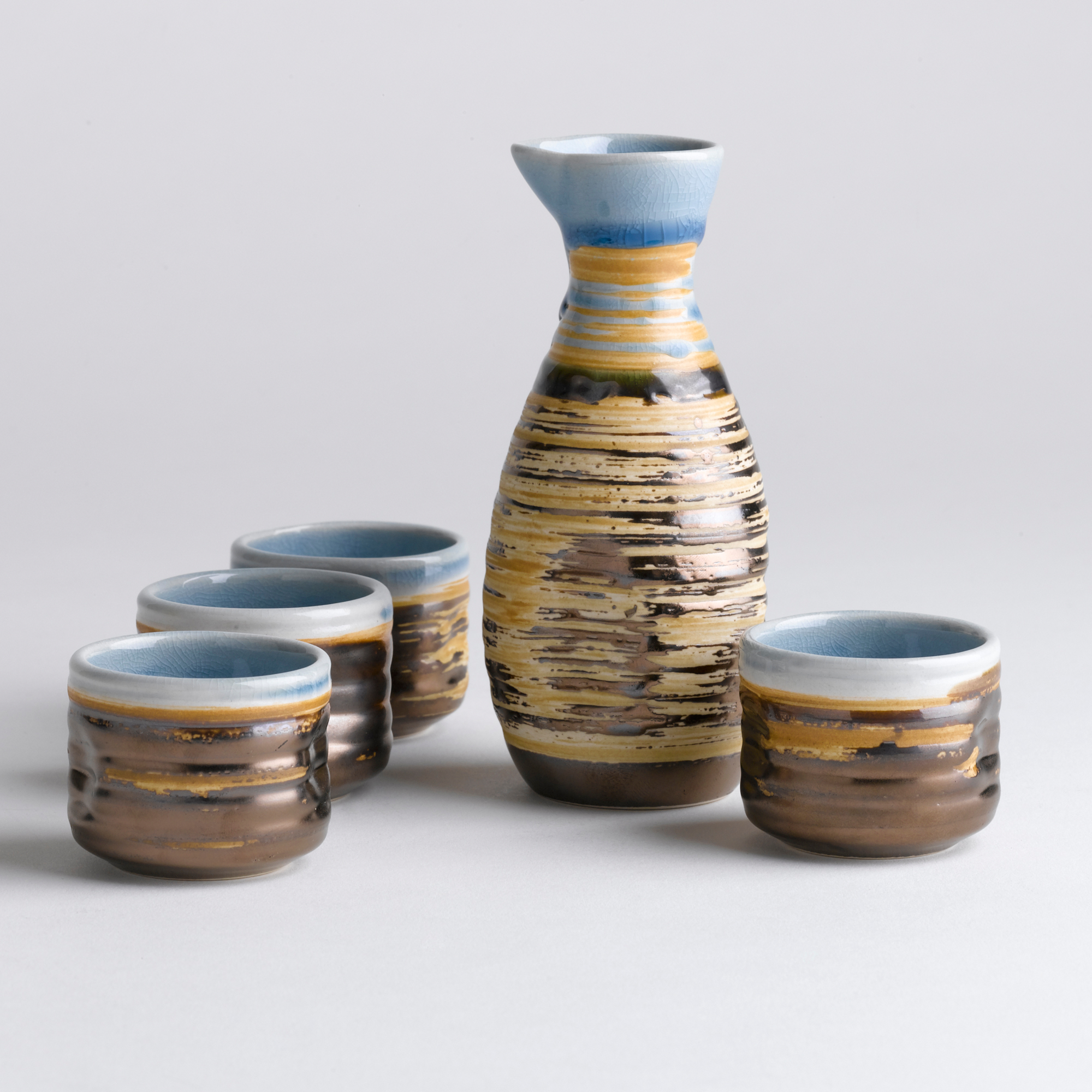 BRONZE RAKU SAKE SET