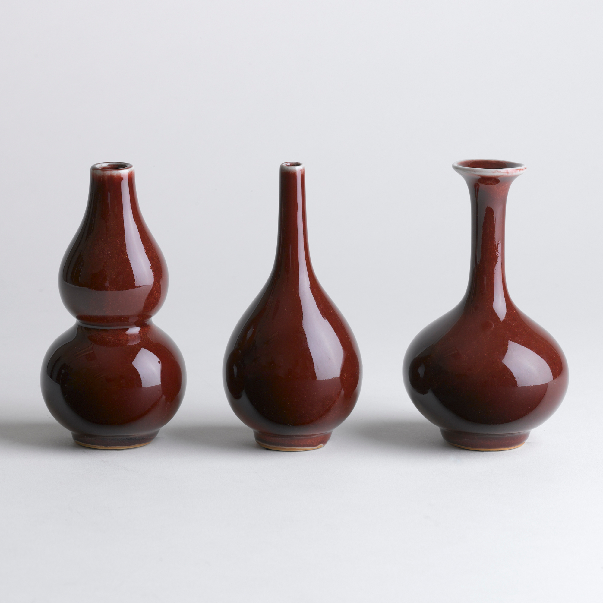 S/3 MINI OXBLOOD VASES