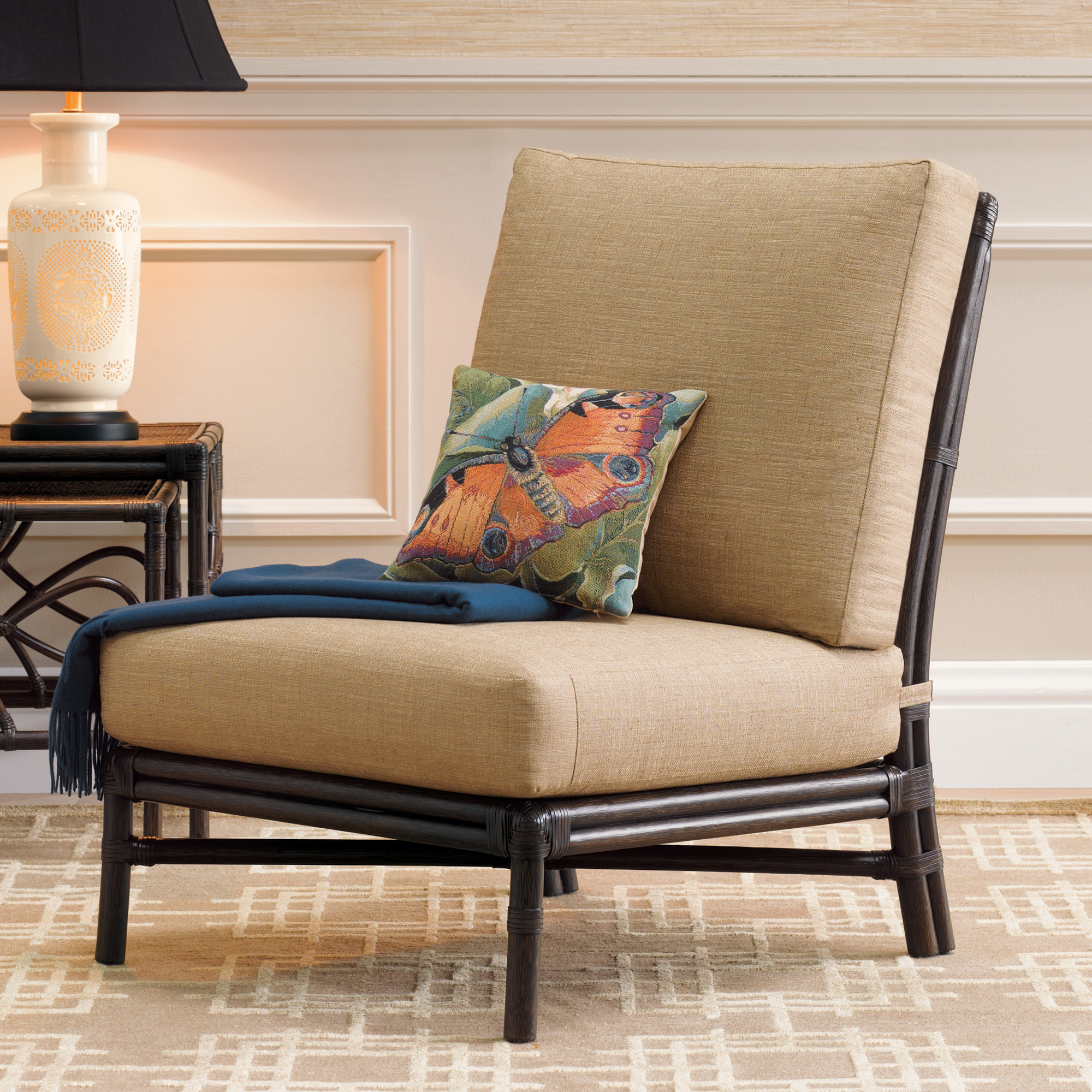 SCROLL BACK RATTAN CHAIR