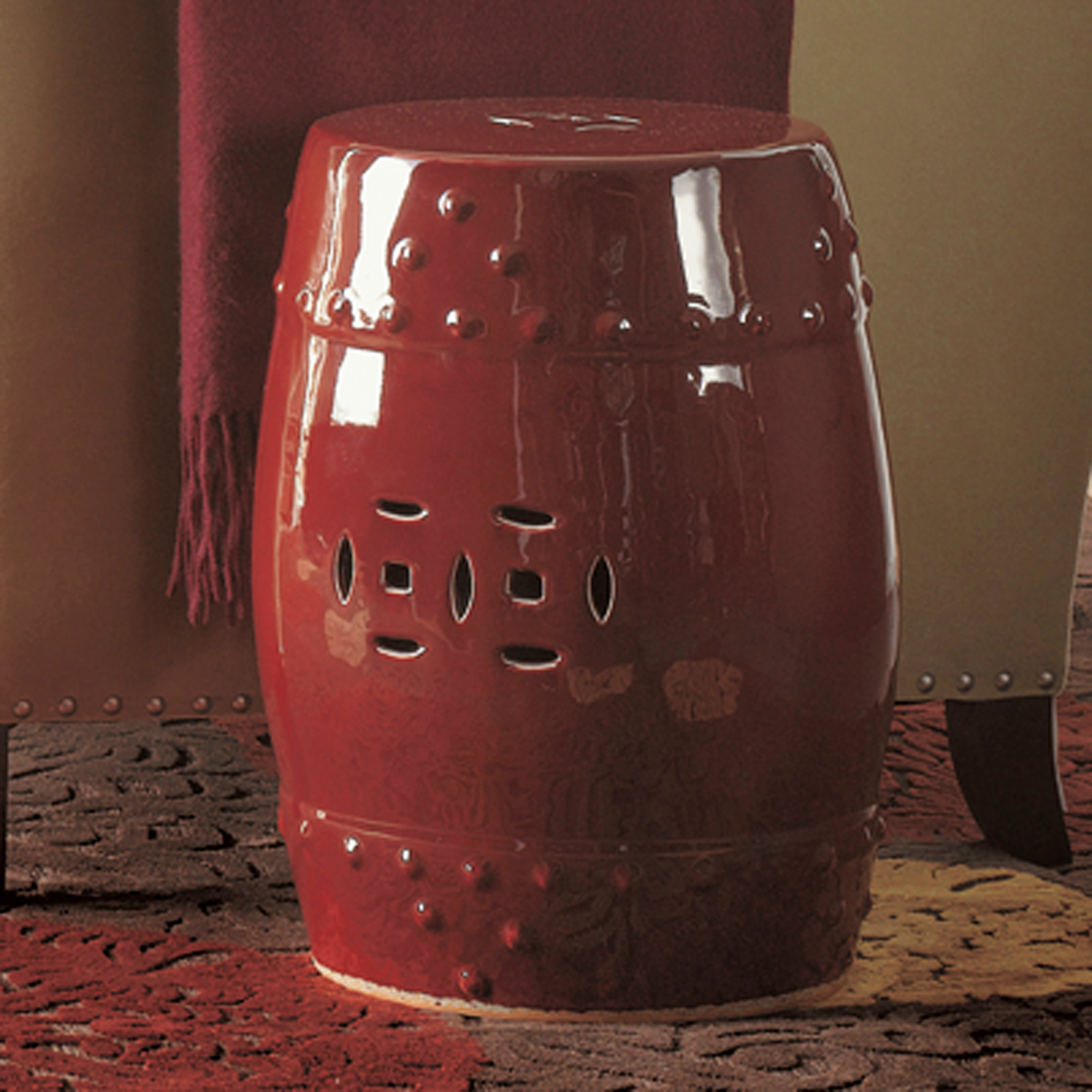 OXBLOOD GARDEN STOOL