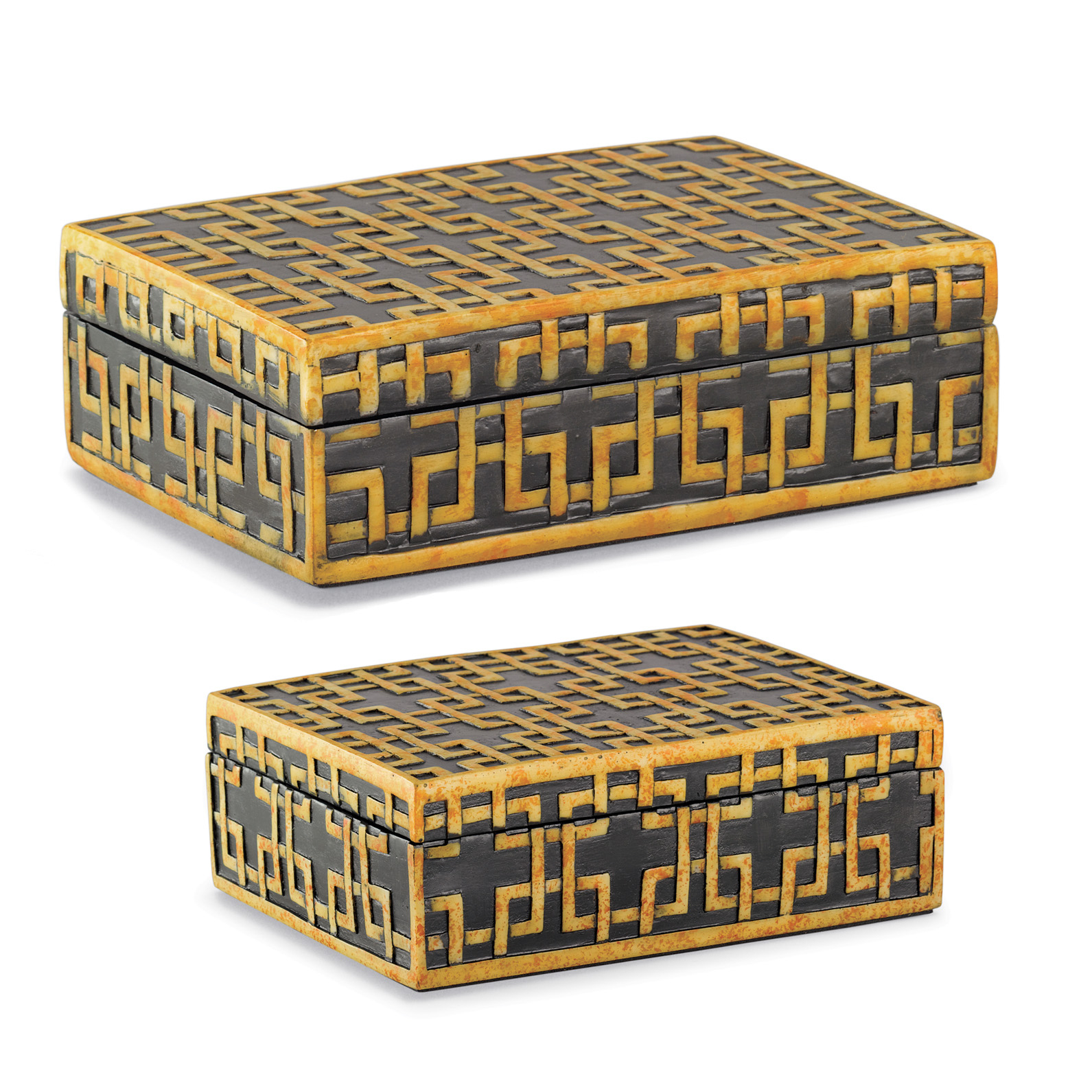 SET OF 2 ATHENA CARVED BOXES
