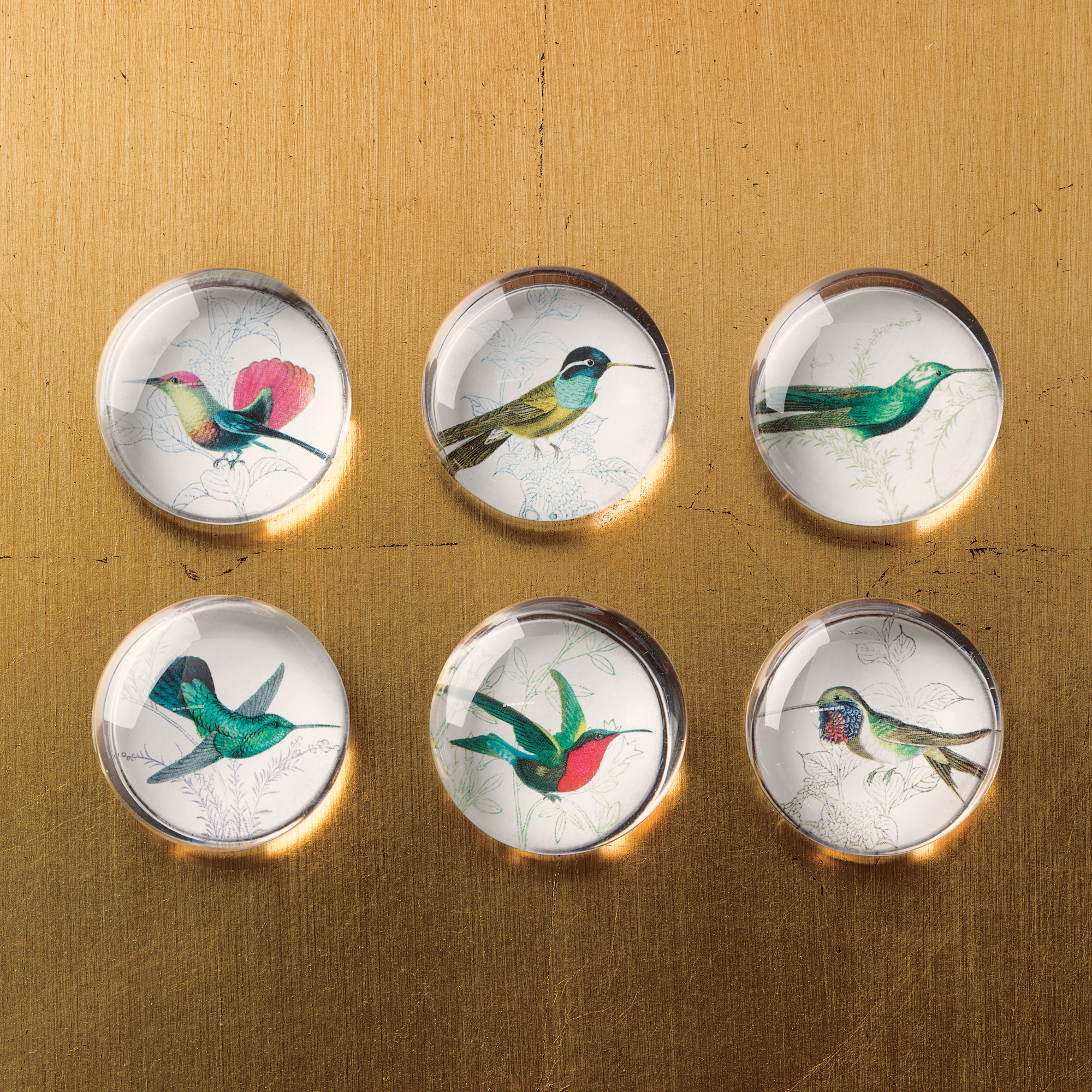 Glass Hummingbird Magnets, Set of 6