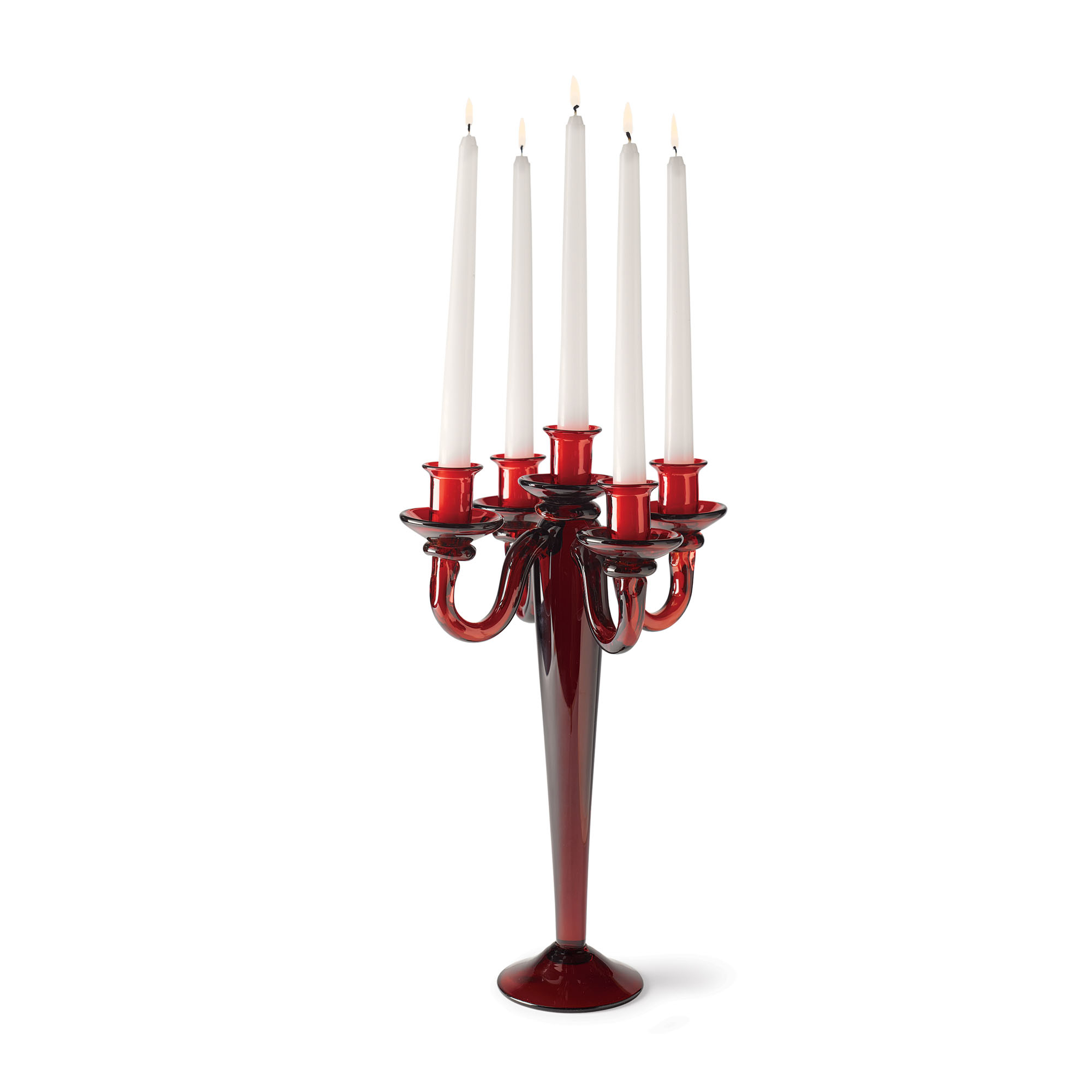 RED FIVE LIGHT CANDELABRA