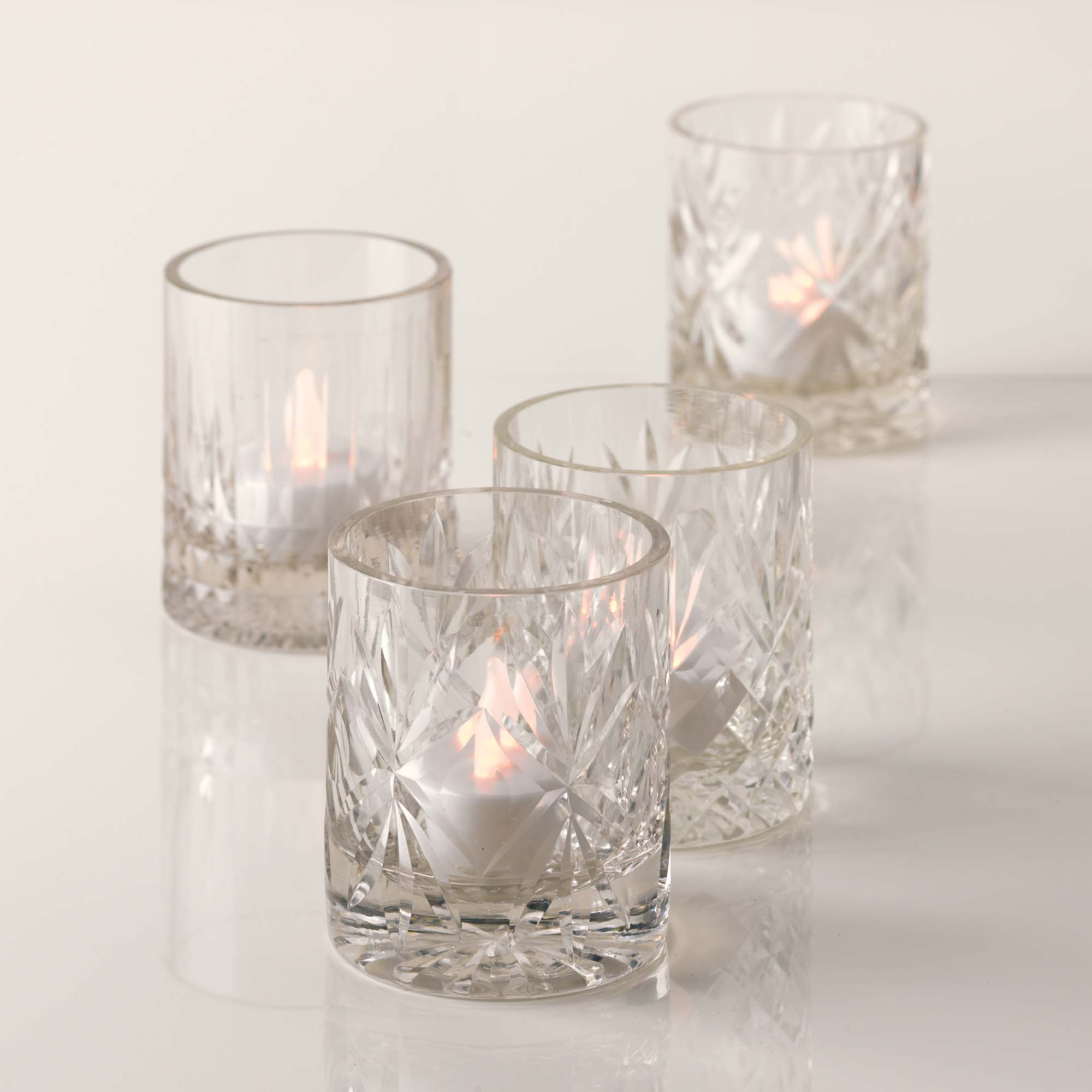 S4 CUT GLASS VOTIVE HOLDER