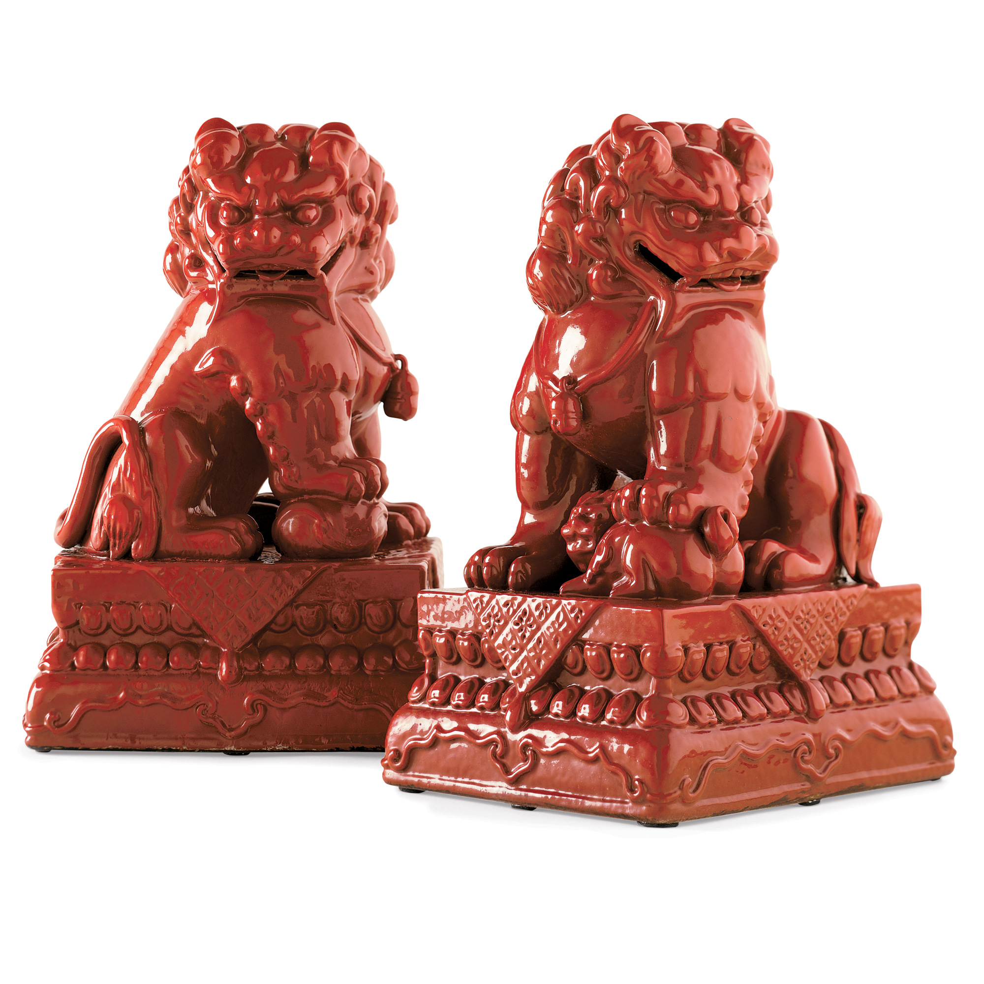 RED FOO DOG PAIR