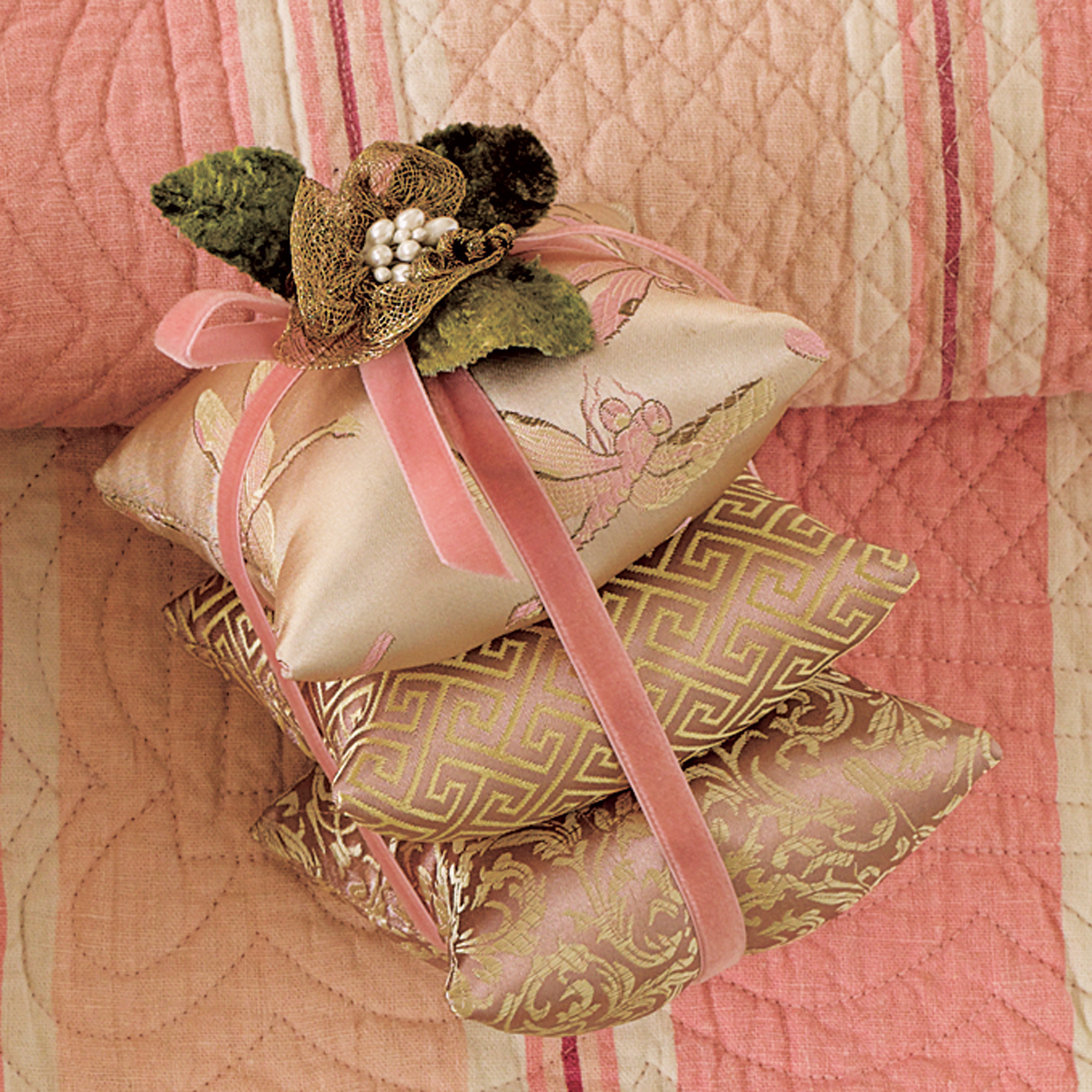Gold Brocade Sachet Trio 