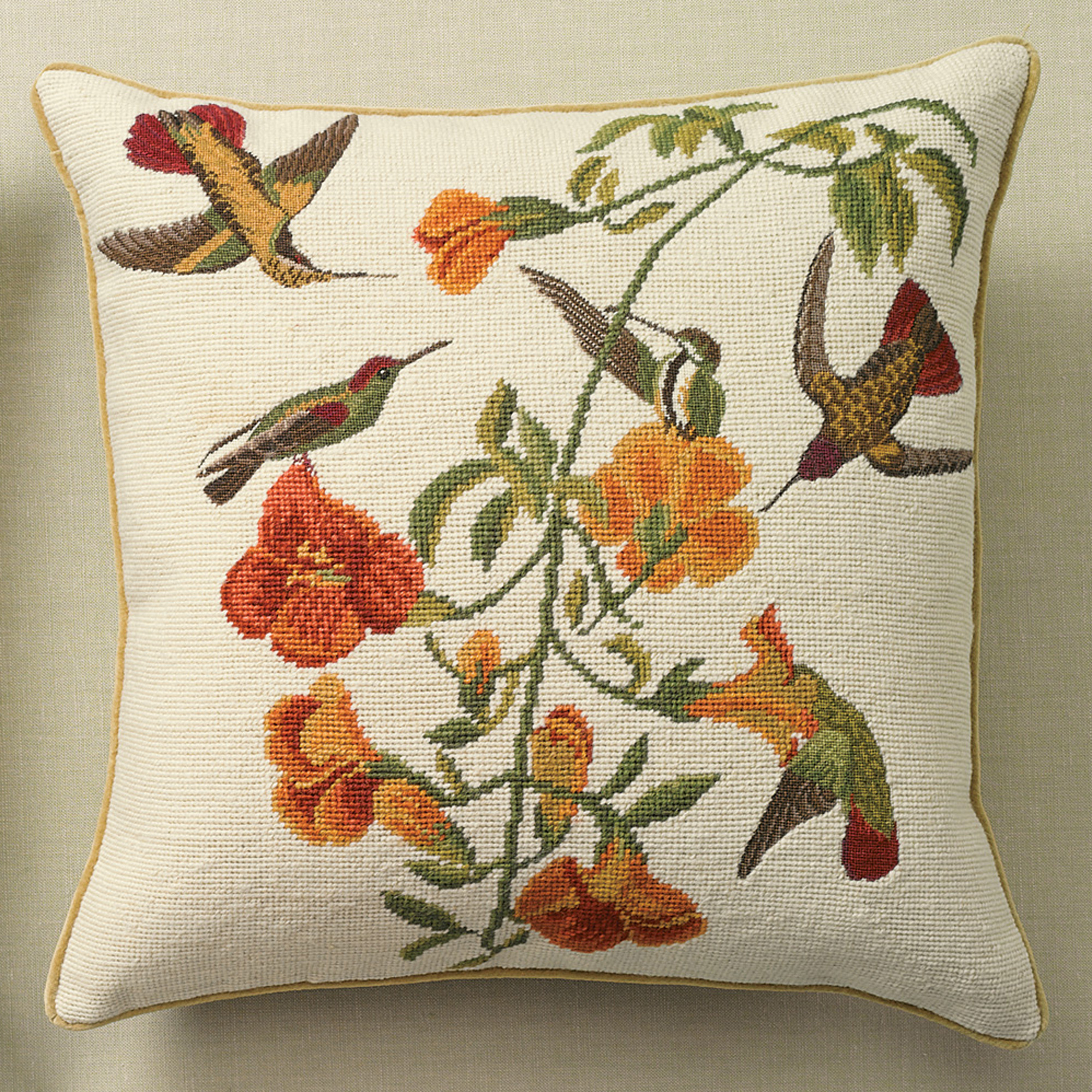 HUMMINGBIRD PILLOW ORANGE
