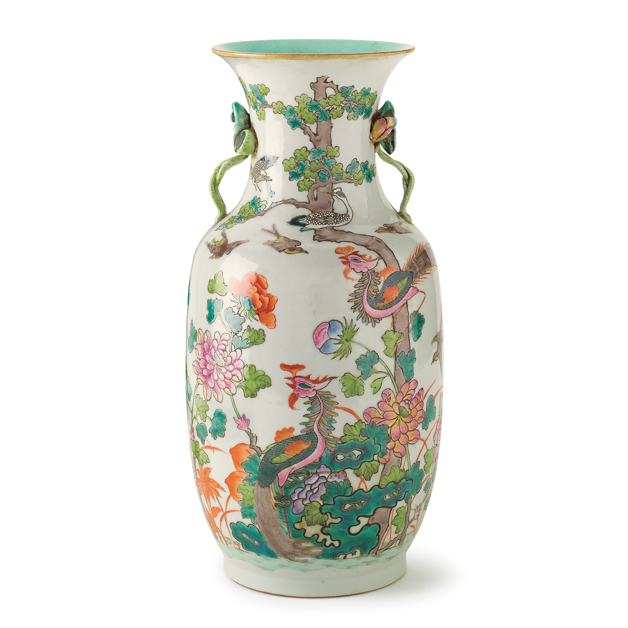 FAMILLE ROSE PHOENIX VASE