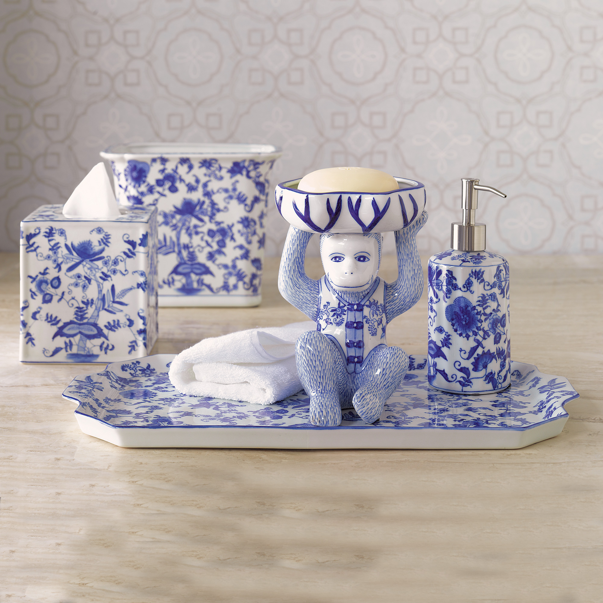 BLUE AND WHITE TISSUE BOX