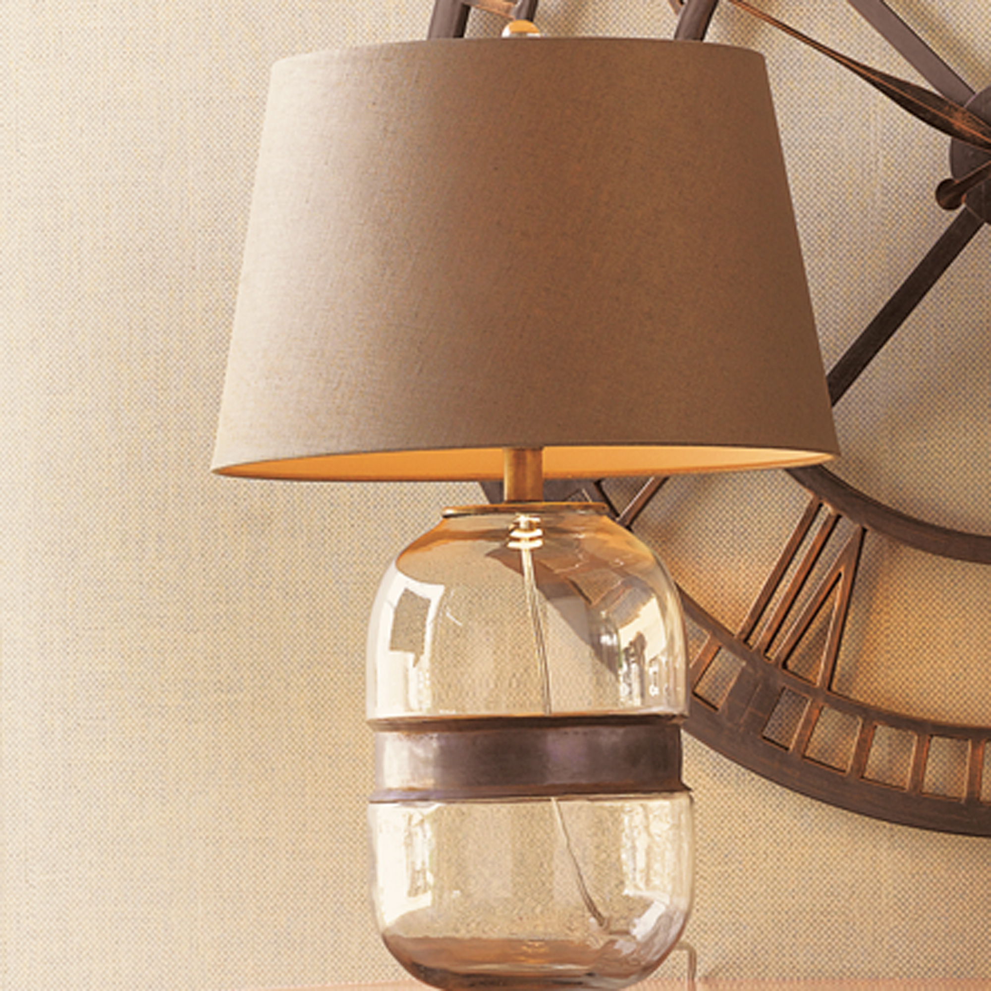 GARRISON VINTAGE BRASS AND GLASS LAMP