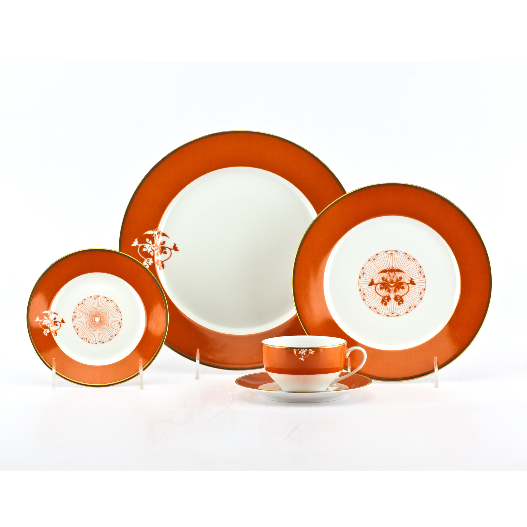 J. Chew Lotus Pavillion Tangerine Dinnerware