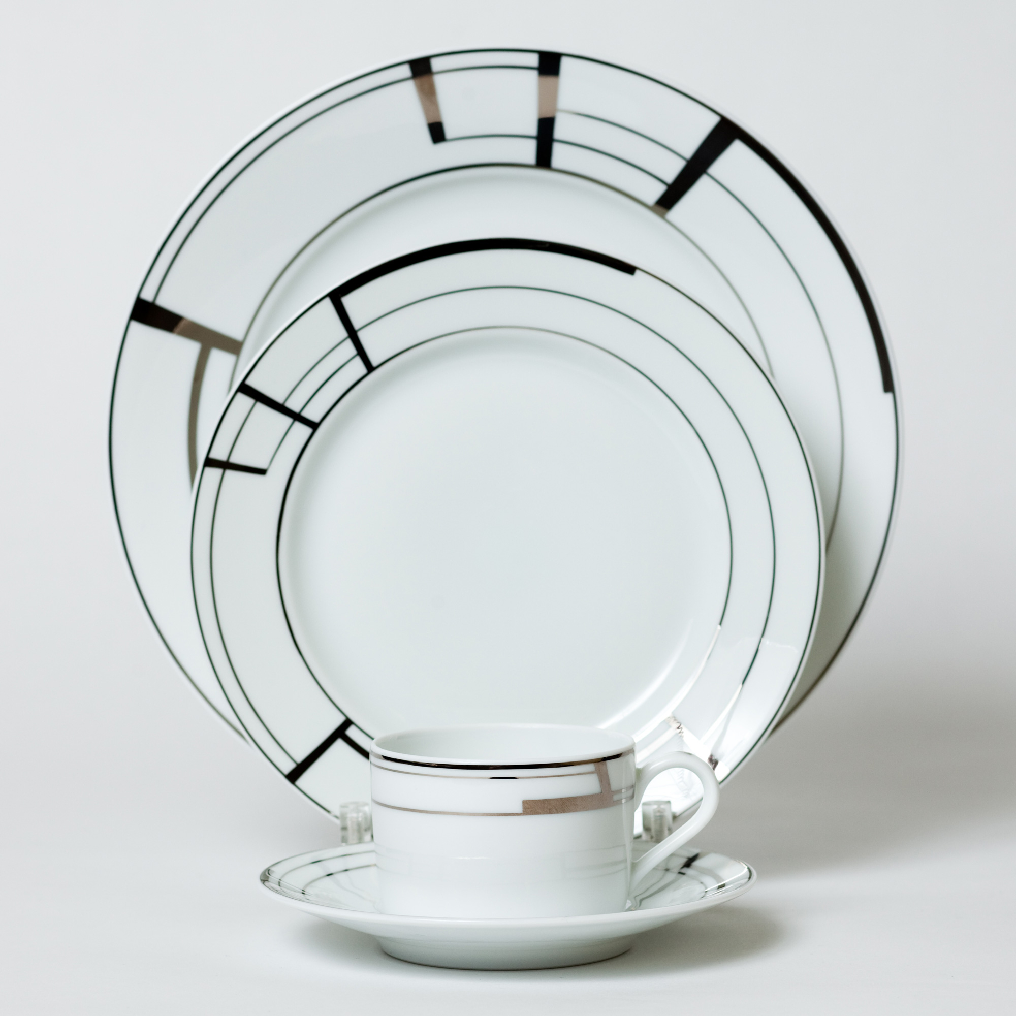 Art Deco Dinner Plate, Platinum 