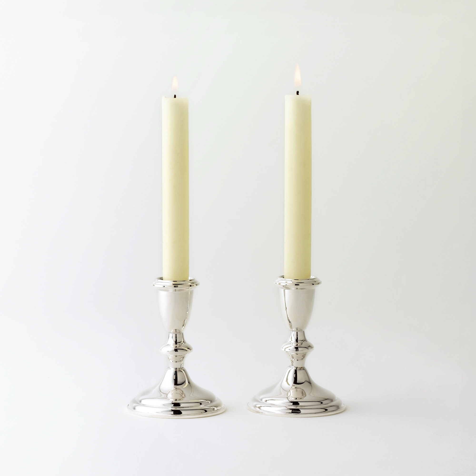 STERLING SILVER PLAIN CANDLESTICK PAIR