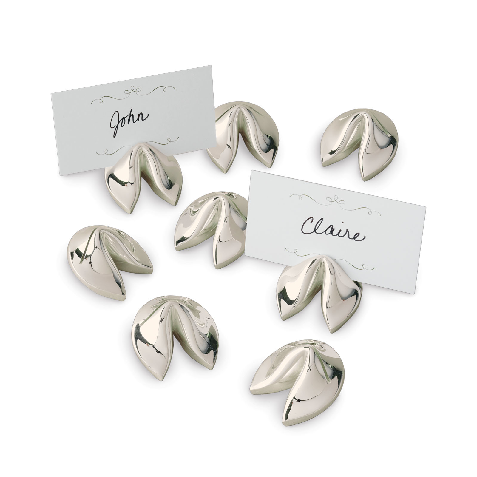Silver Fortune Cookie Place-Card Holders, set of 8