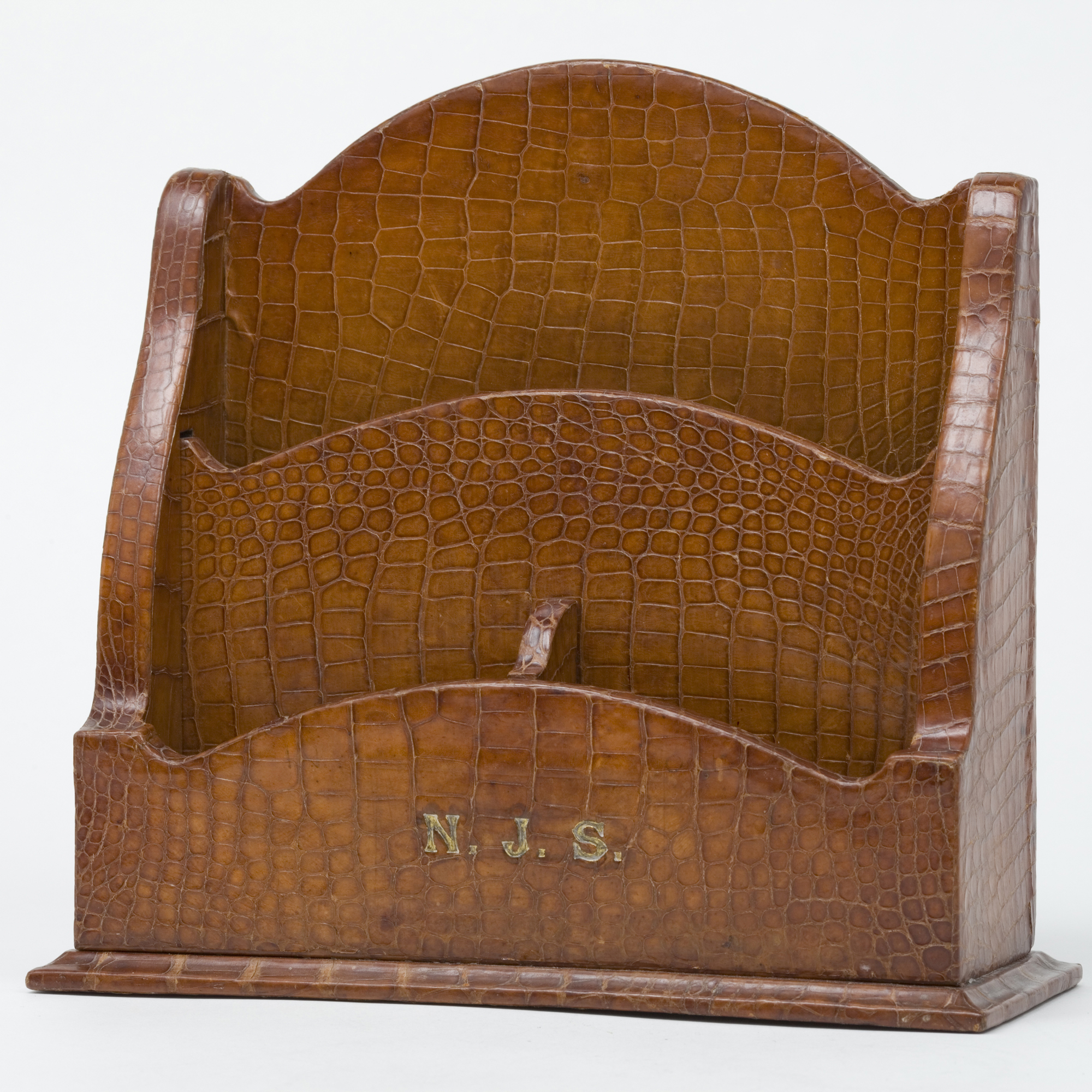 Linda Morgan Brown Alligator Letter Holder