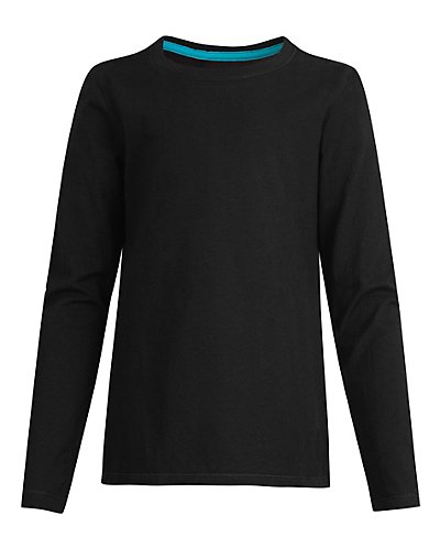 Hanes Girls Long Sleeve Crewneck T-Shirt Tee 100/% Cotton Ringspun Comfort Soft
