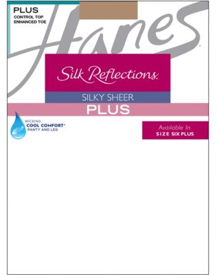 Silk Reflections Plus Sheer Control Top Enhanced Toe Pantyhose 3-Pack