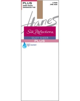 Hanes Silk Reflections Plus Knee Highs Enhanced Toe 12-Pack