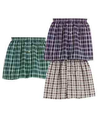 Boys' Woven Tartan Boxers 3-Pack
