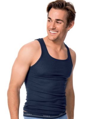 Hanes Men's ComfortSoft&reg; Blues TAGLESS&reg; A-Shirt 4-Pack