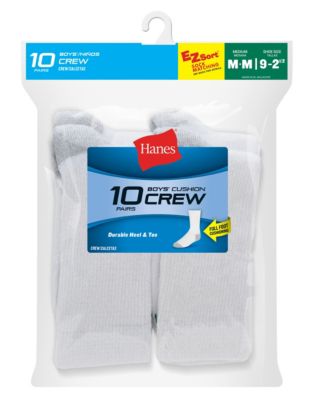 Hanes Boys Crew EZ Sort&reg; Socks 10-Pack