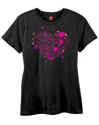 Hanes Pink Whimsical Heart Women's T-Shirt