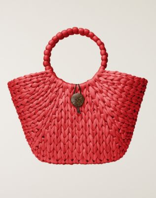 Hanes Signature™ Women’s Bead Handle Straw Handbag
