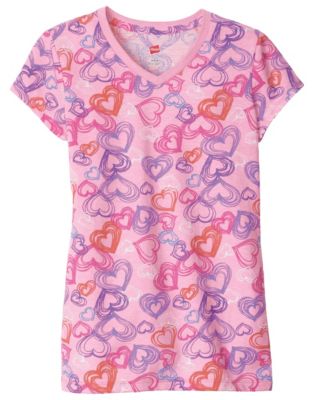 Hanes Girls’ Hearts V-Neck T-Shirt