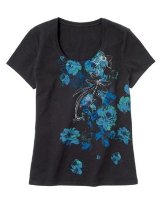 Hanes Women's Dragonfly Garden Scoopneck T-Shirt