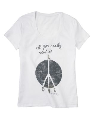 Hanes Women's Peace Sign Scoopneck T-Shirt