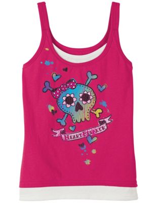 Hanes Girls’ Girly Skull Graphic Tank
