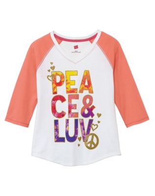 Girls' Peace and Luv Baseball Tee