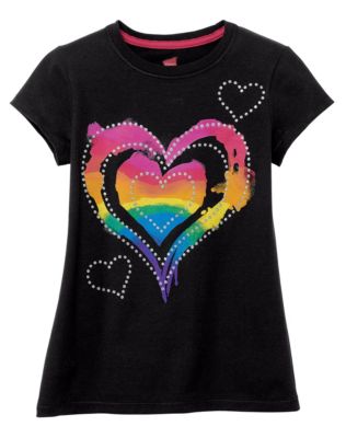 Girls' Rainbow Heart Graphic Tee