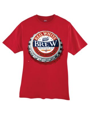 Hanes Beefy-T Red, White and Brew Graphic T-Shirt