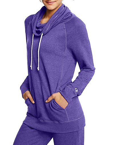 Champion Women's French Terry Funnel Neck Top Space Purple H