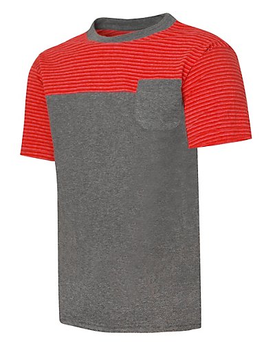 UPC 617914000950 product image for Hanes X-Temp Boys' Colorblock Pocket Short-Sleeve T-Shirt Crimson Stripe/Slate H | upcitemdb.com