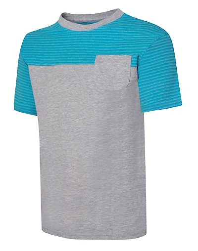 UPC 617914000813 product image for Hanes X-Temp Boys' Colorblock Pocket Short-Sleeve T-Shirt Turquoise Stripe/Light | upcitemdb.com