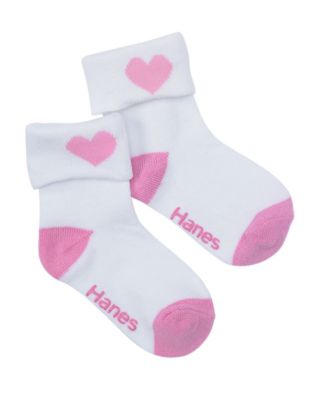 Hanes Girls' Infant Toddler Turn Cuff Socks 6-Pack