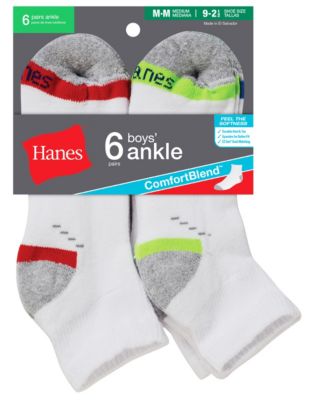 Hanes Boys Ankle Comfortblend&reg; White EZ Sort&reg; Socks 6-Pack
