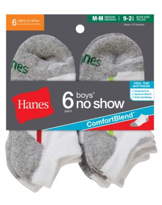 Hanes Boys No Show Comfortblend&reg; White EZ Sort&reg; Socks 6-Pack