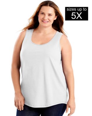 Just My Size Cotton Jersey Shirttail Women's Tank Top White 