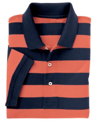 Outer Banks by Hanes Stretch Pique Rugby-Stripe Men's Polo